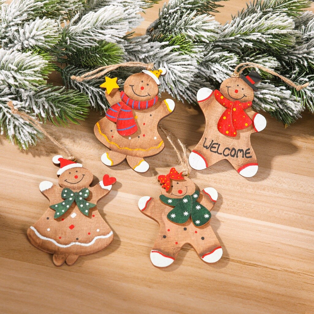 Wooden gingerbread man Christmas ornament standing about 3.9 inches tall