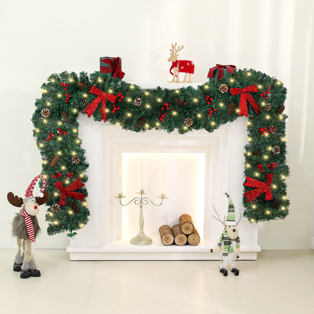 Pine cone and bow Christmas wreath on a woven rattan style frame