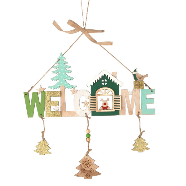 Hanging cord and loop fitted to the wooden Christmas decoration