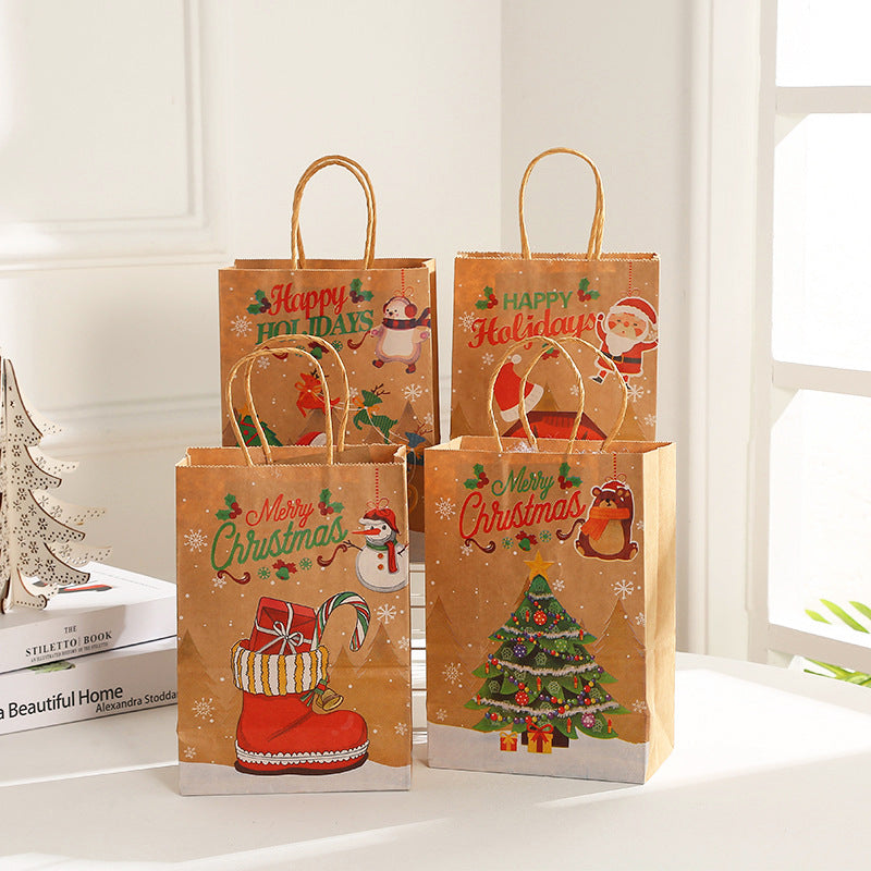 Kraft paper Christmas gift bags with twisted paper rope handles