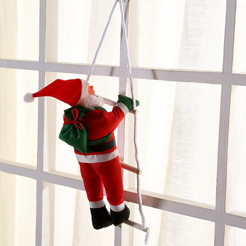 Two figure Santa ladder Christmas decoration with both climbers molded