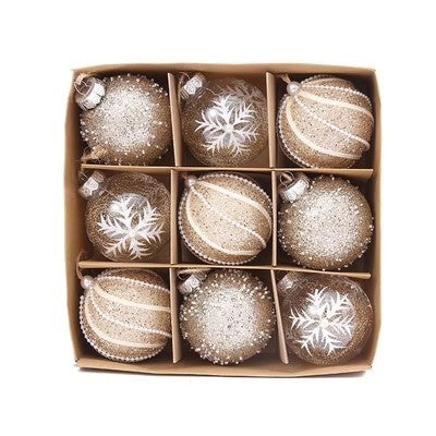 Pink painted Christmas baubles listed in the 13.8 inch set size