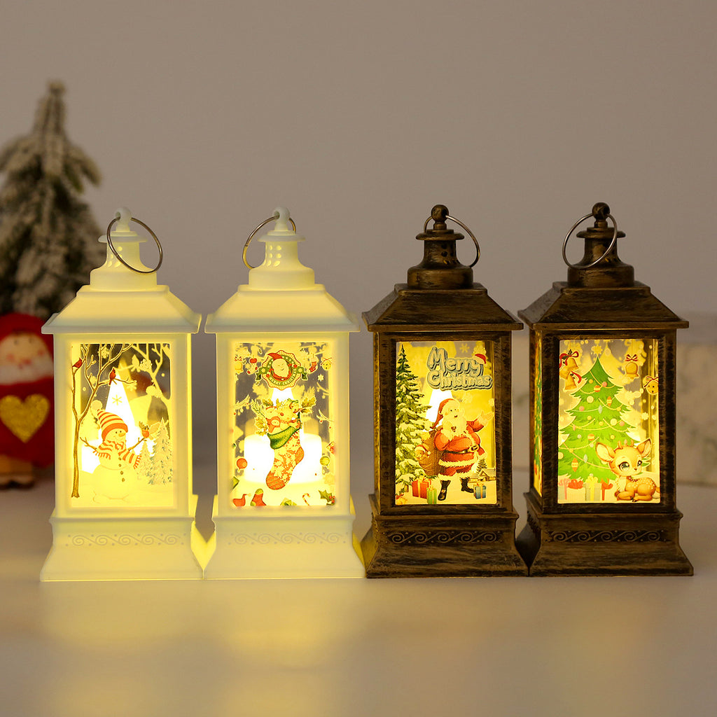 Bronze Santa Christmas LED lantern powered by button batteries