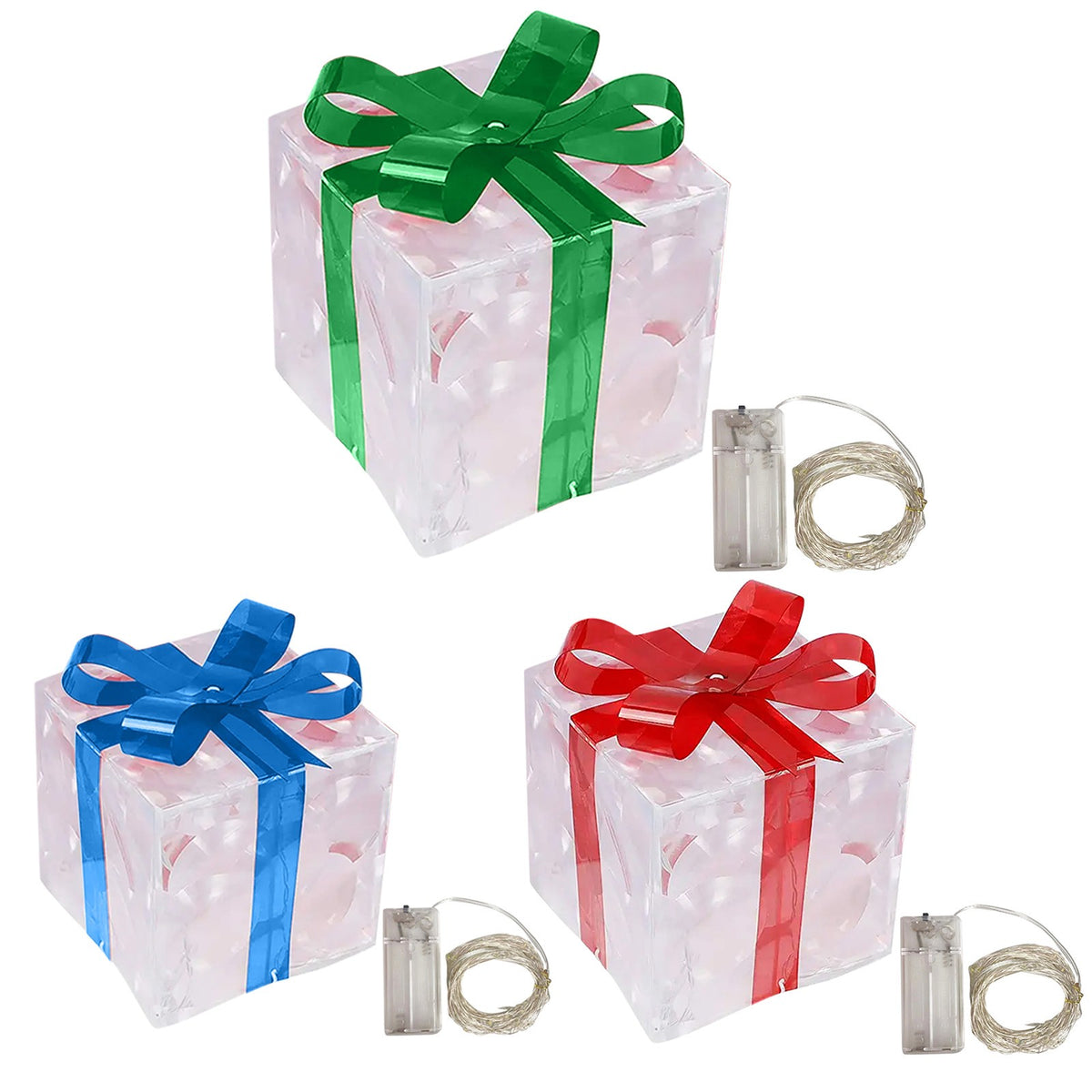Christmas light box decoration powered by two AA batteries, case included