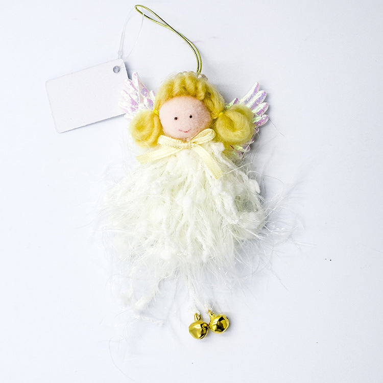 Plush Christmas angel ornament supplied with a hanging loop
