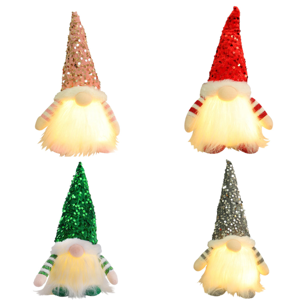 Green sequin hat gnome doll from the same nine design range