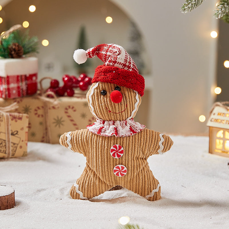 Boy retractable gingerbread man doll that stretches out and springs back
