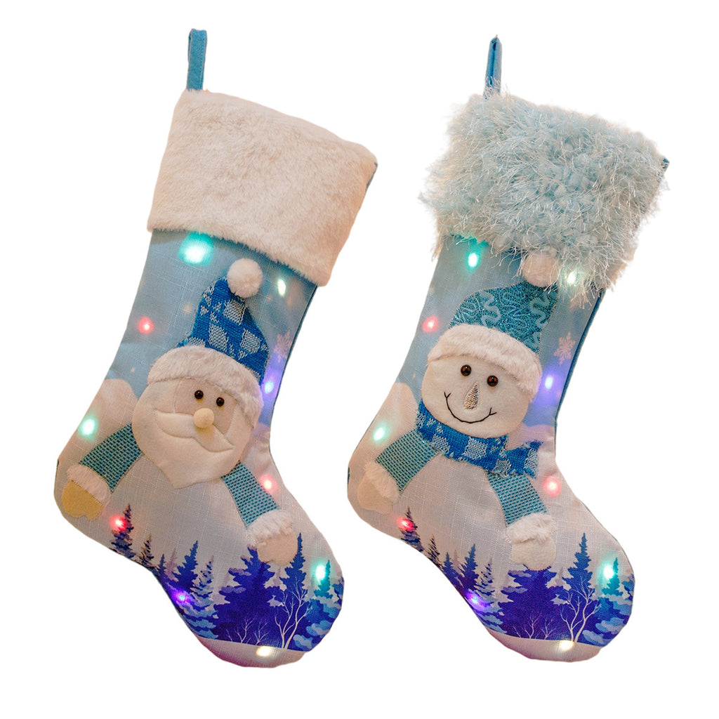 Polyester plush Christmas gift sock sized 18.5 by 11.8 inches