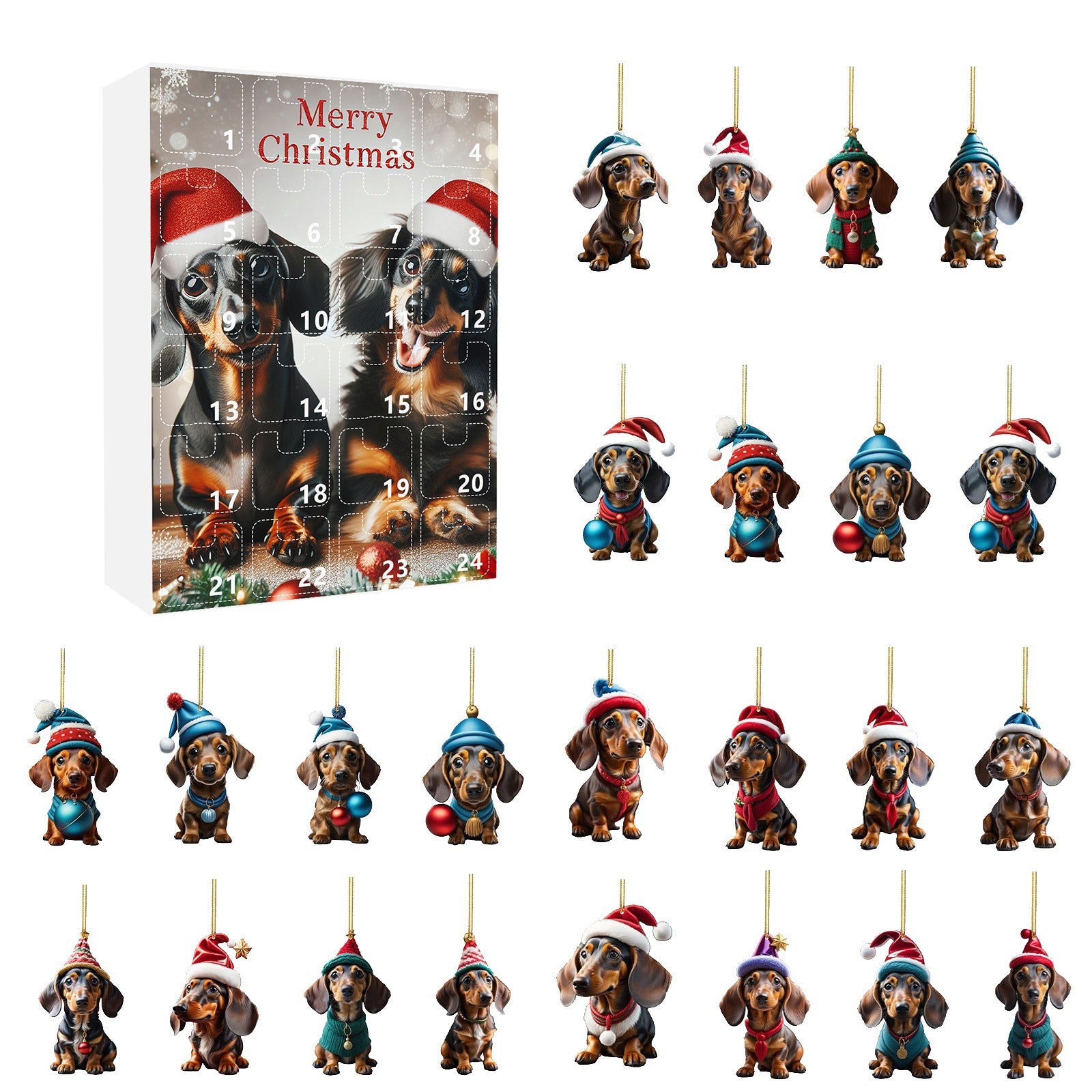 Christmas countdown decoration measuring roughly 10.6 inches boxed