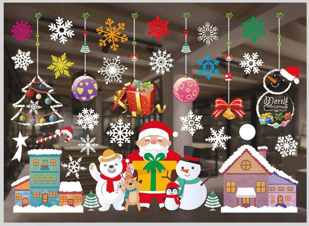 PVC Christmas window decal with machine cut edges