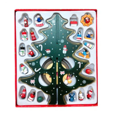 Red hand painted timber Christmas tree, one of two colors