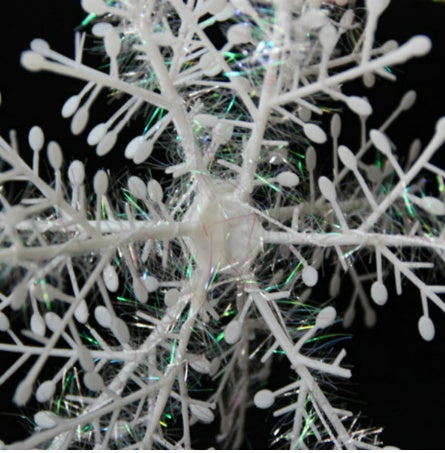 Hanging Christmas snowflakes sized 14.2, 10.6 and 7.1 inches across