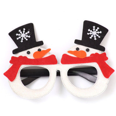 Snowman design Christmas party glasses frame in non-woven fabric