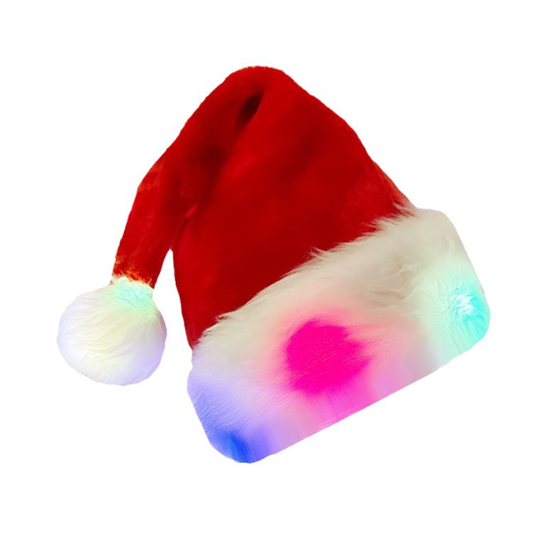 Soft cloth light up Christmas hat that folds down small