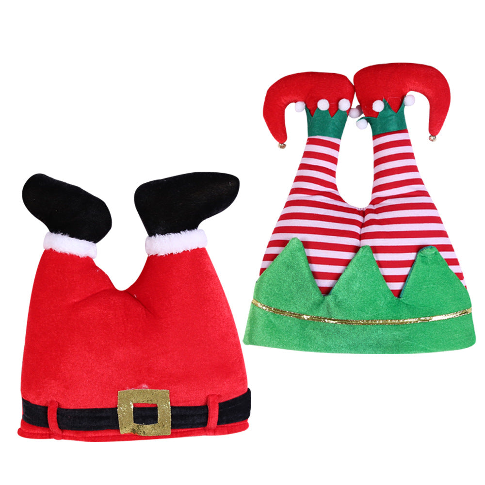 Green flannel Christmas hat, the second of two colors offered