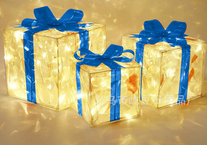 Glowing blue Christmas gift box decoration, one box per order