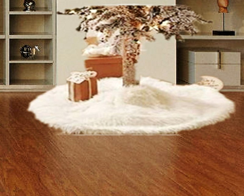 Deep white plush pile used for the Christmas tree skirt