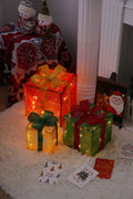 Tricolor star design on a battery powered light up gift box
