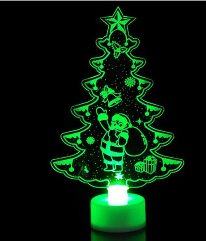 Etched acrylic Christmas tree light that glows evenly across the whole silhouette