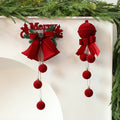 Flocked Christmas bell ornament finished with a matching wine red bow