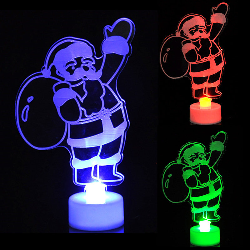 Santa shaped acrylic Christmas night light that cycles through colors automatically