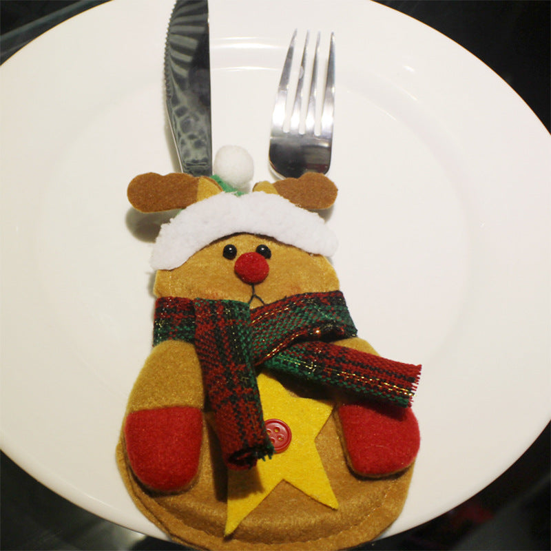 Reindeer fabric silverware holder made from wool, brushed and non woven fabric