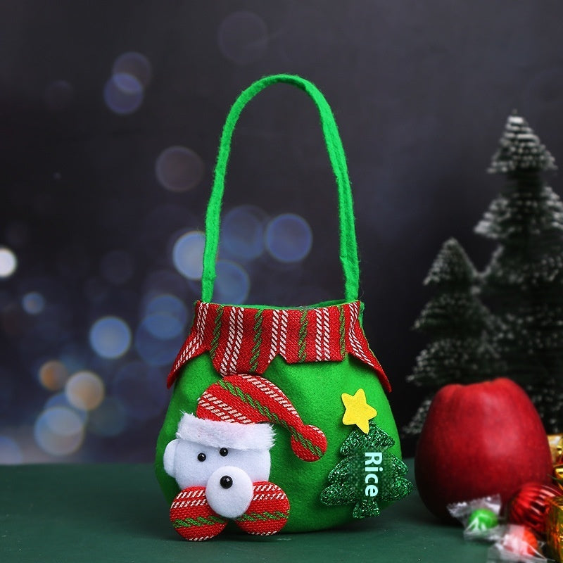 Bear character Christmas gift pouch made from soft reusable cloth