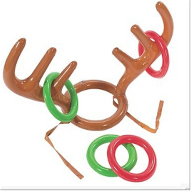 Christmas ring toss game with inflatable antlers as the target