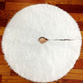 Edge finish of the pure white plush Christmas tree skirt