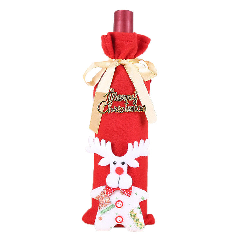 Festive wine bottle cover measuring 5.5 by 12.2 inches