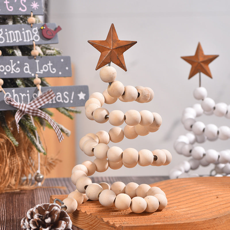 Natural wood finish Christmas decoration, 7.5 inches tall