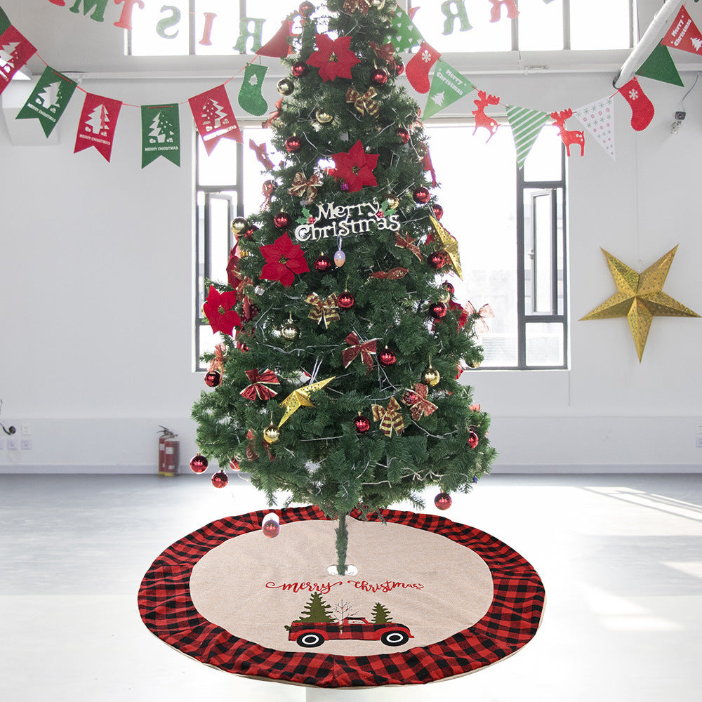 Imitation linen weave on the neutral Christmas tree skirt cloth