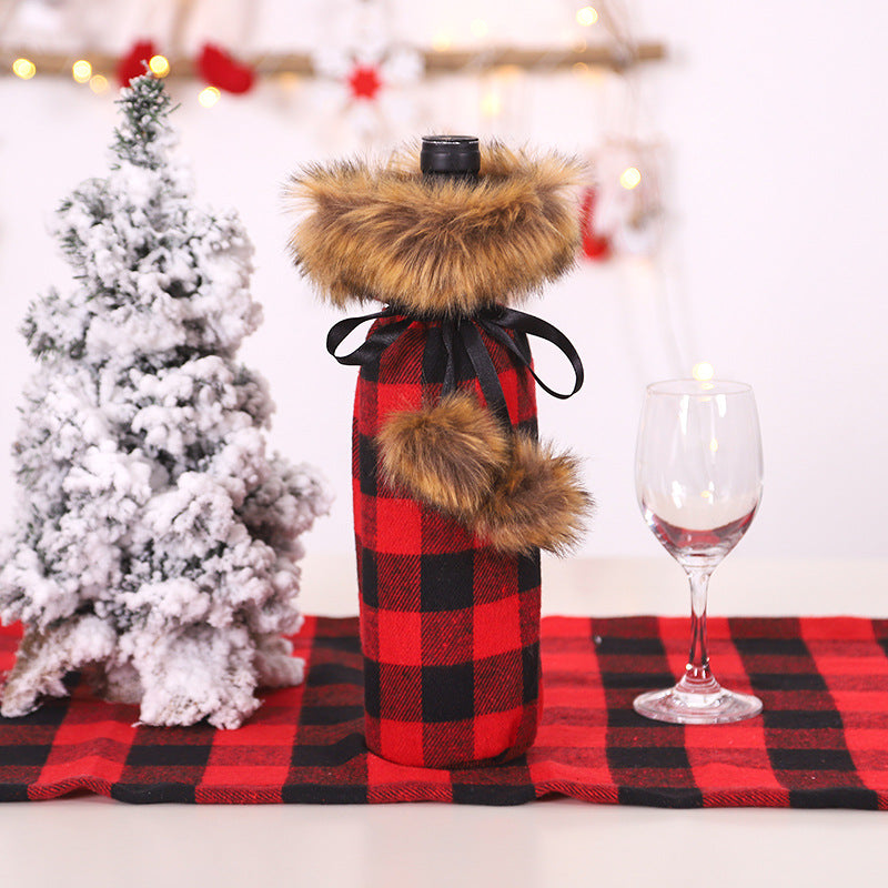 Sewn Christmas wine bottle cover also offered as a set of four covers