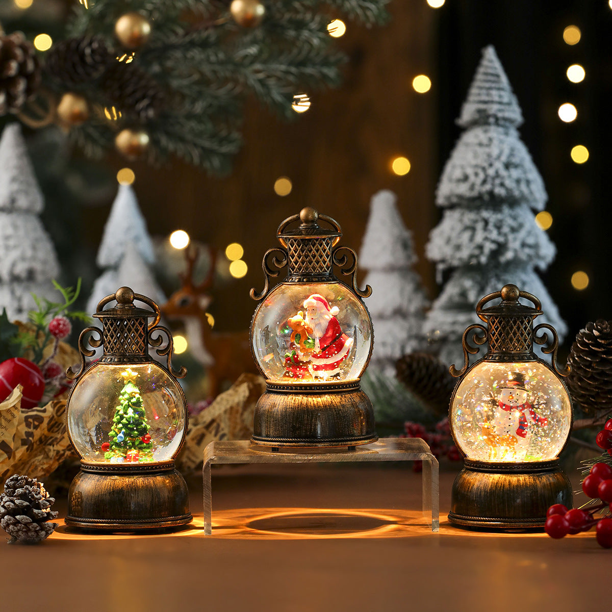 Christmas tree scene version of the musical resin snow globe