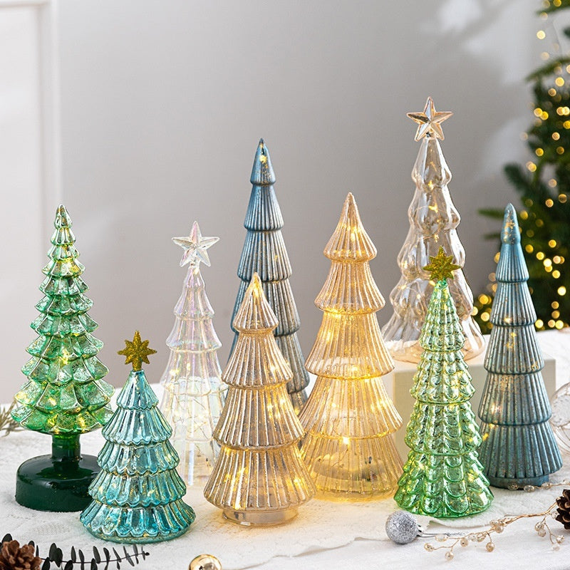 Green glass Christmas tree figure, the larger of the two tree sizes
