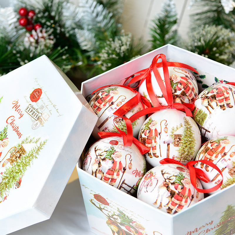 Foam Christmas ornaments shaped as small wrapped gift boxes