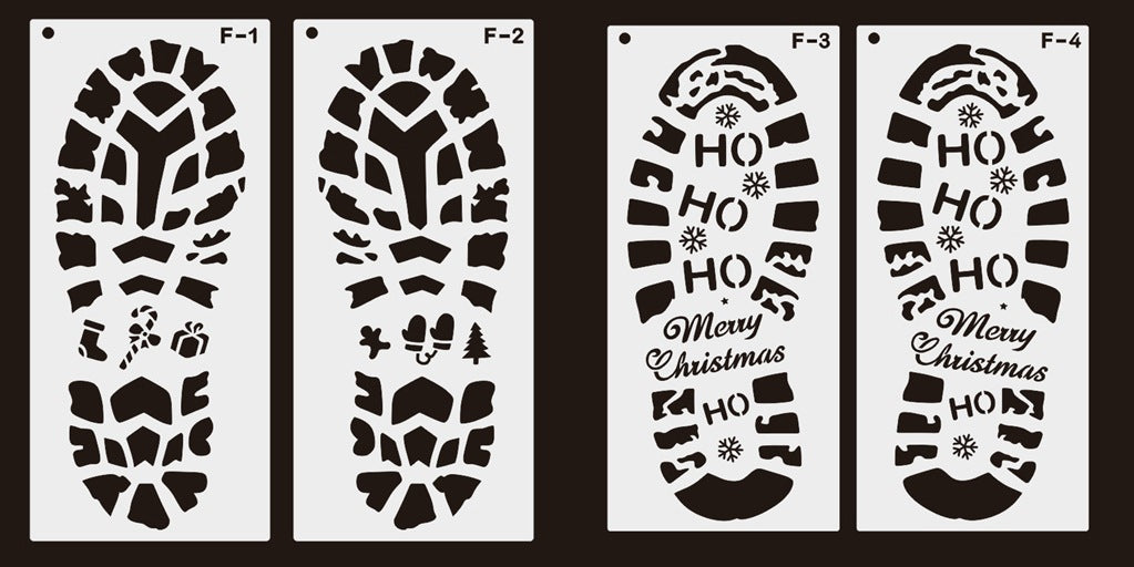 Christmas footprint template measuring 12.0 by 5.5 inches