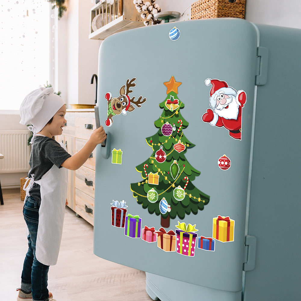Christmas magnet set that groups into a small holiday kitchen display