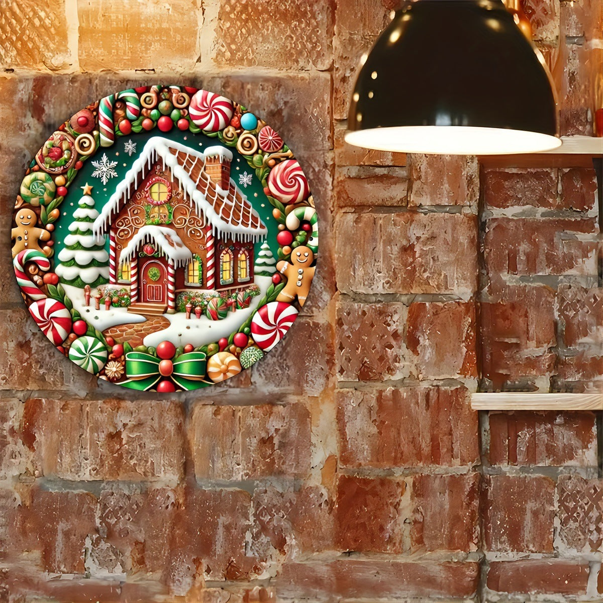 Round Christmas door sign, 7.9 inches across, cut from boxwood
