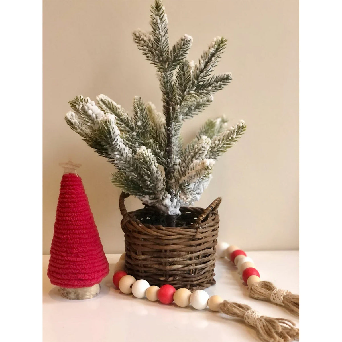 Wound cotton thread surface giving a soft, handmade Christmas tree look