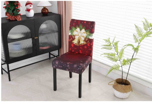 Two tone day and night print on a stretch Christmas slipcover