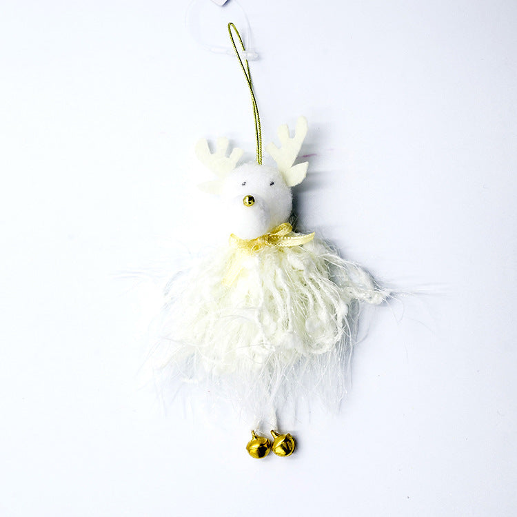 Winged plush Christmas angel pendant in white, pink or khaki