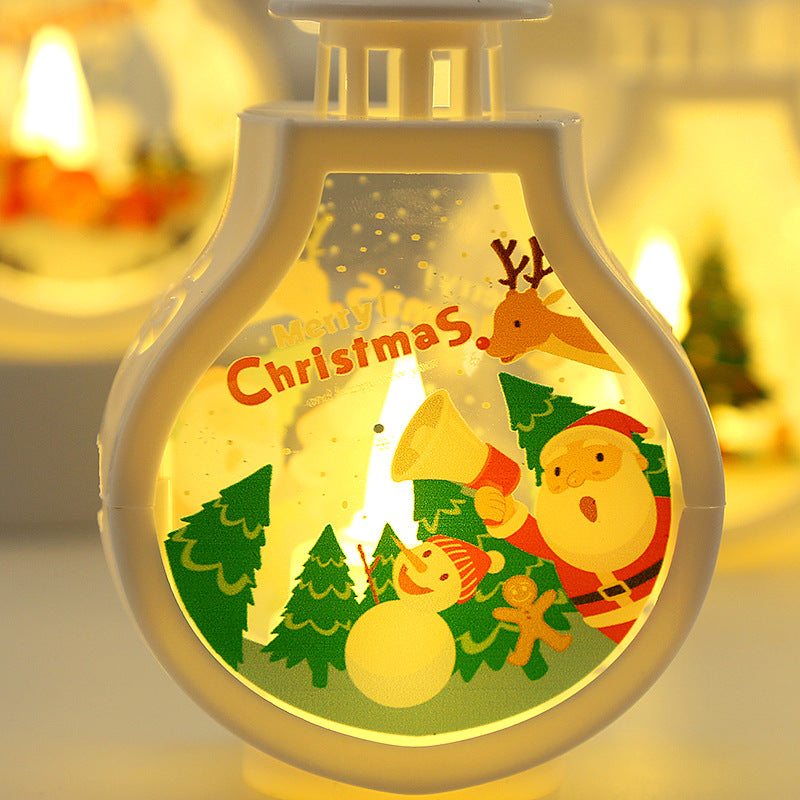 White shell Christmas tree design candle lamp with a glass outer shell