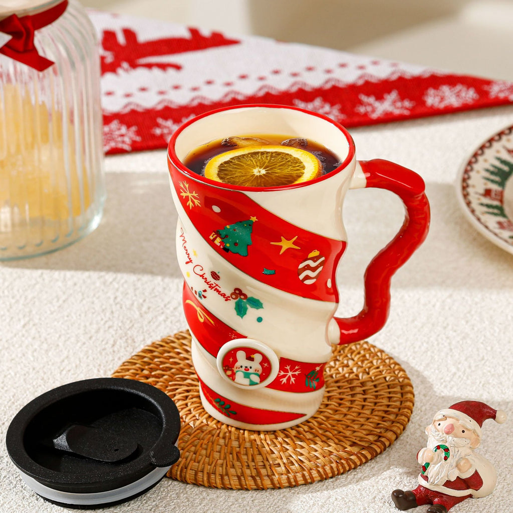 Ceramic Christmas mug with an open rim and a generous capacity