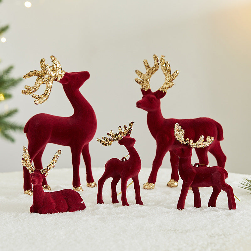 Large flocked Christmas deer figure covered in sequins, first large design