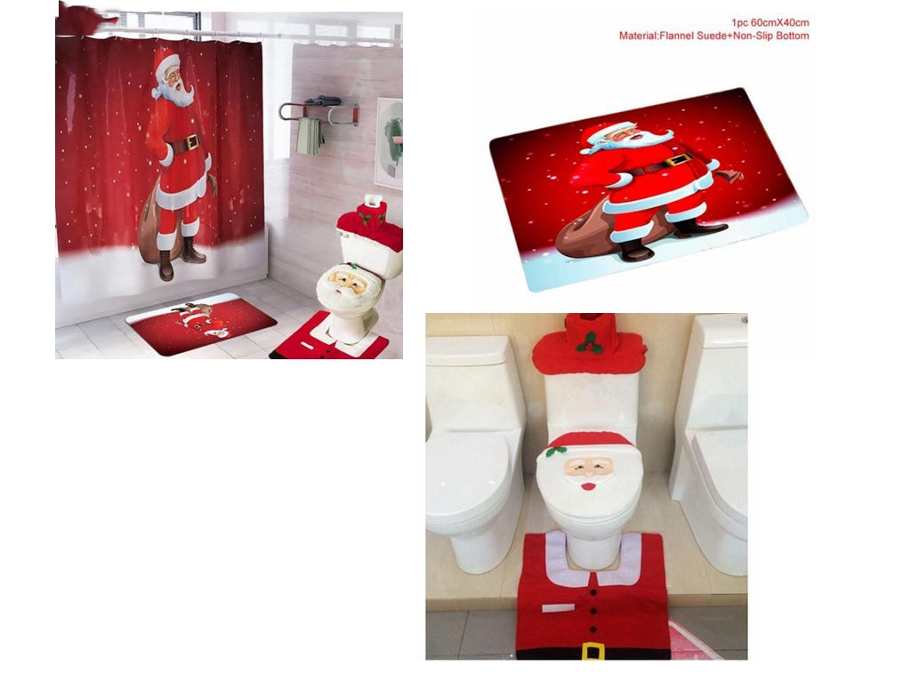 Embroidered and printed detail on the Christmas toilet lid cover