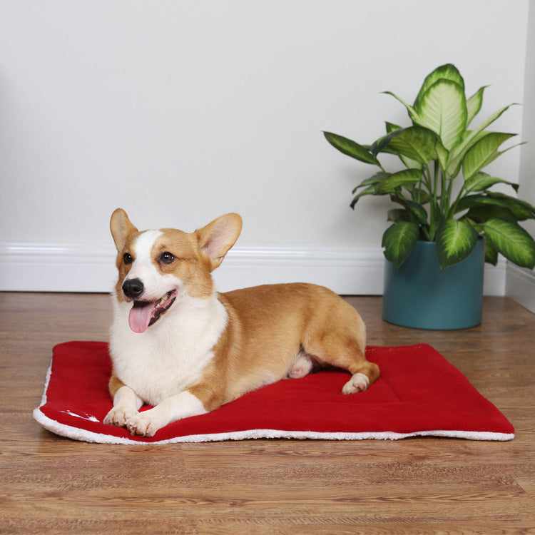 Red Christmas pet mat in medium size, sold as one piece