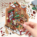 Layered 3D Christmas sticker set with a printed house base card