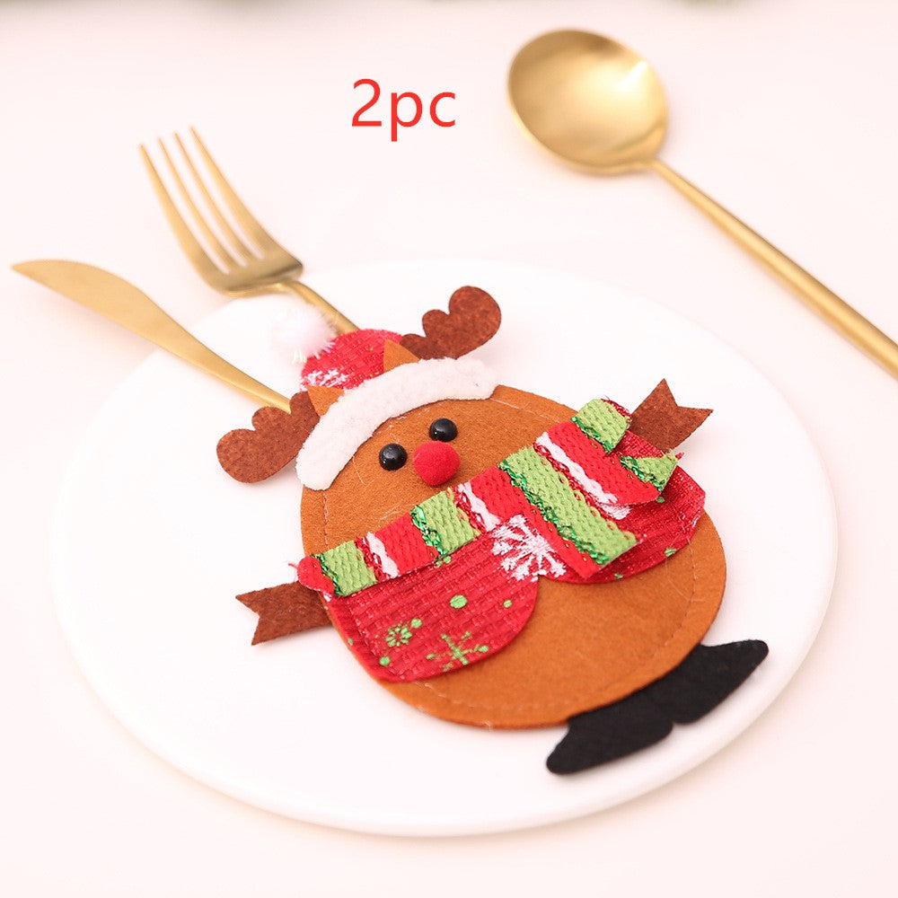 Fabric Christmas silverware holder, 7.9 inches long in the largest styles
