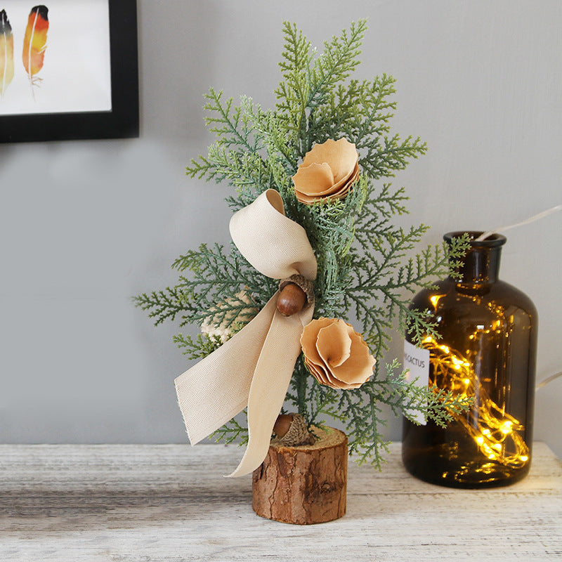 Pine leaf style mini Christmas tree built on iron wire branches